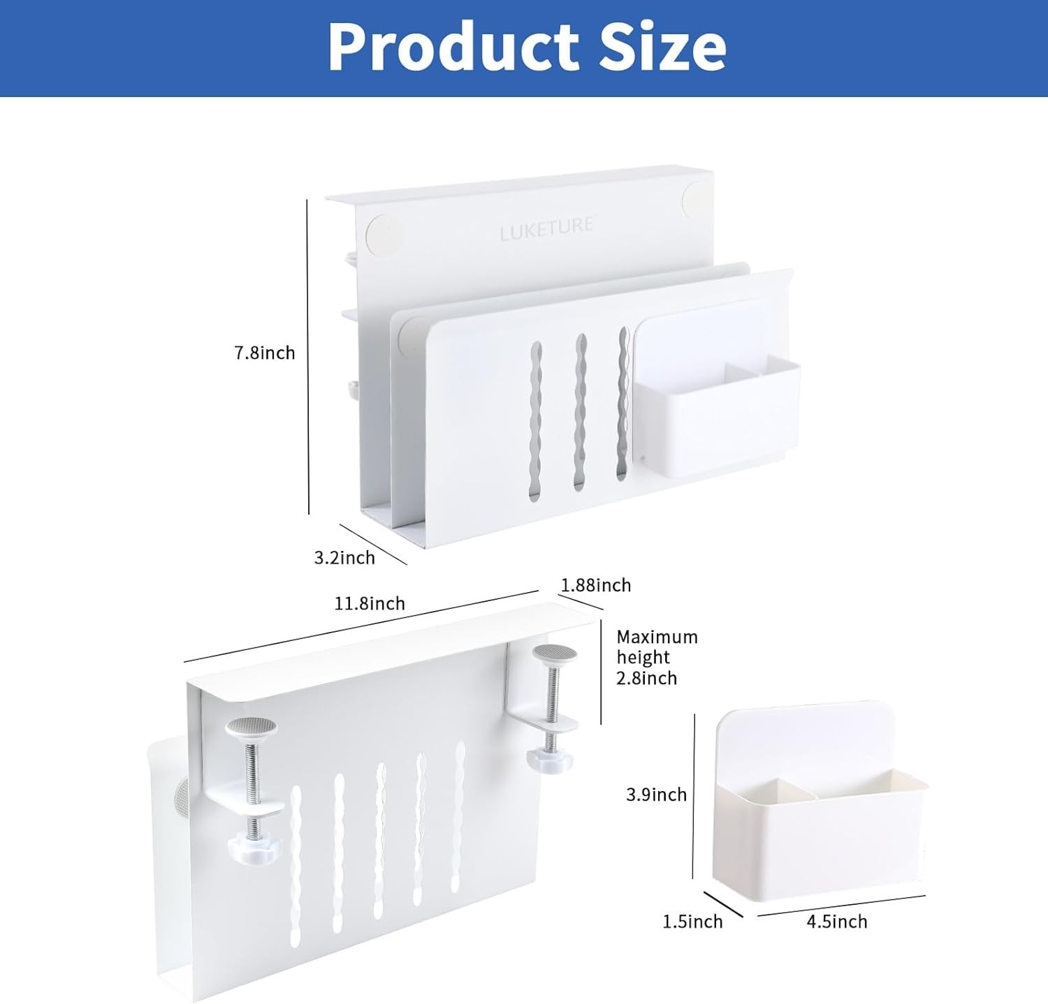 Desk Side Storage 2 Tier Steel Hanging Organizer No Drill Side Desk Organizer