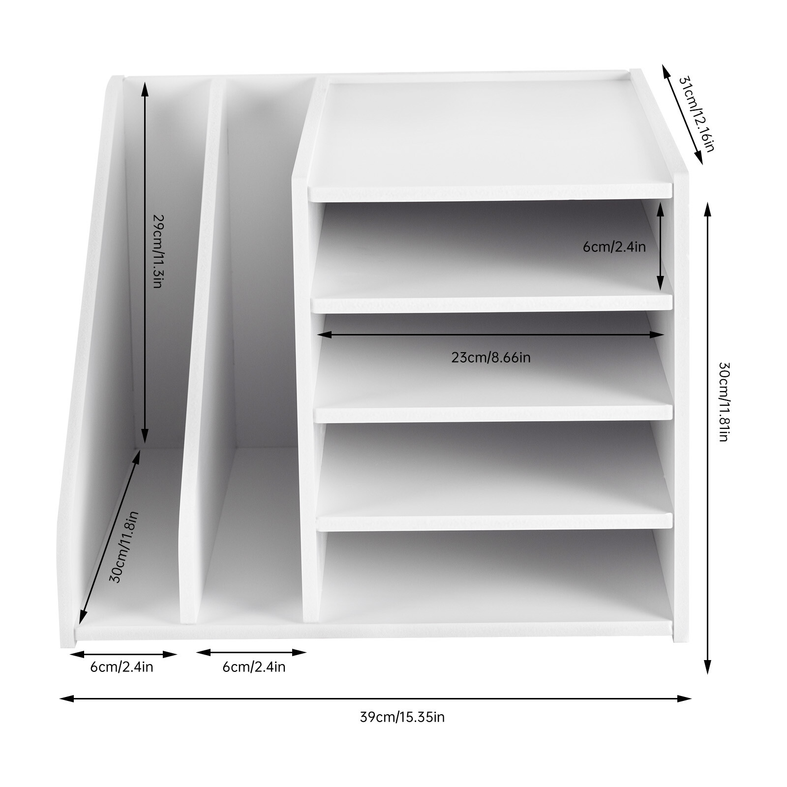6-Tier PVC File Holder Organizer with Ample Storage Space, 15.35″ x 12.16″