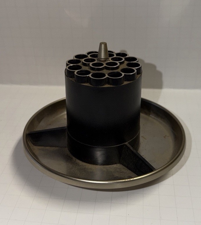 Vintage Retro Modern Black Round Rotating Desk Pen Organizer