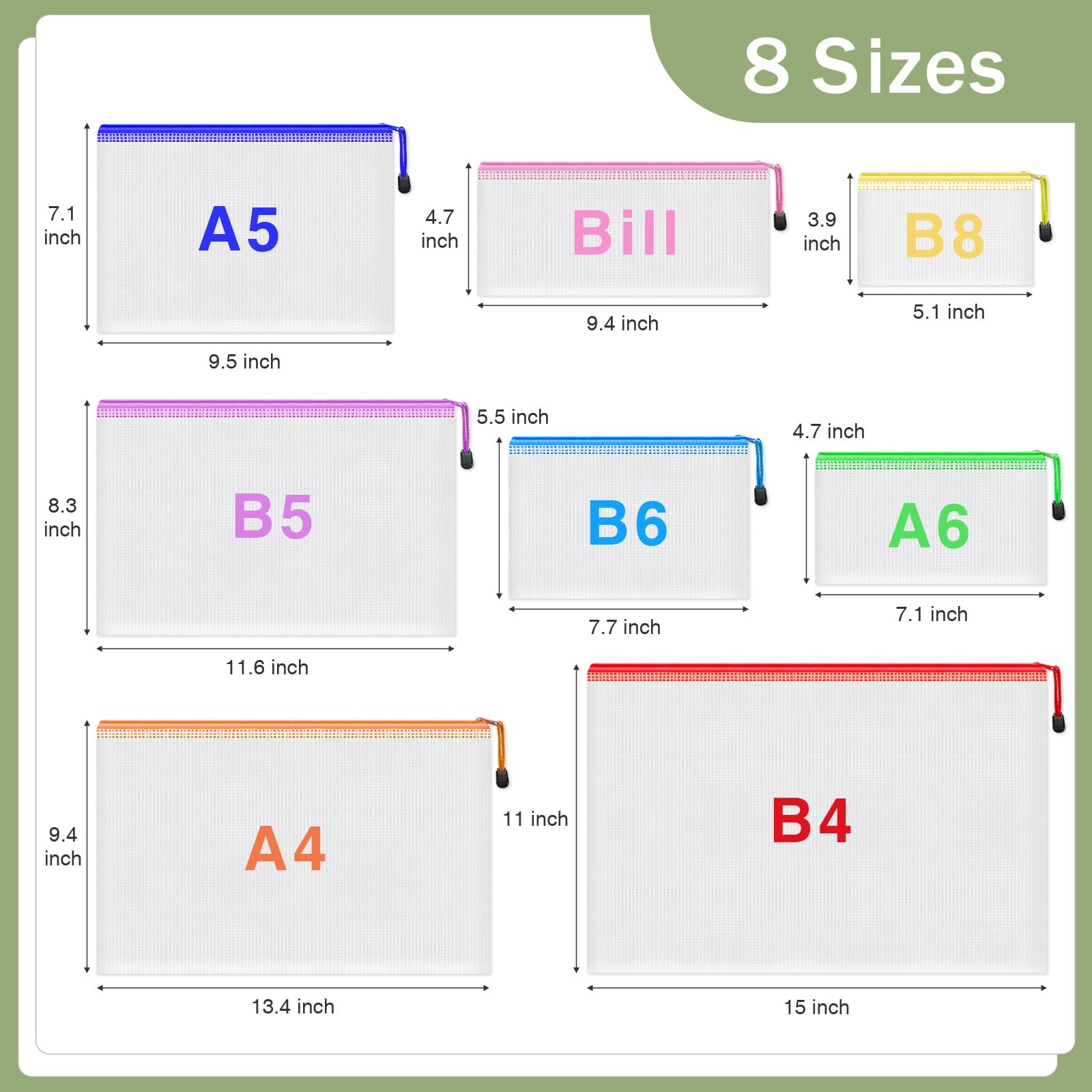 32pcs Zipper Pouch, 8 Sizes 8 Colors Mesh Zipper Pouches for Organizing, Wate…