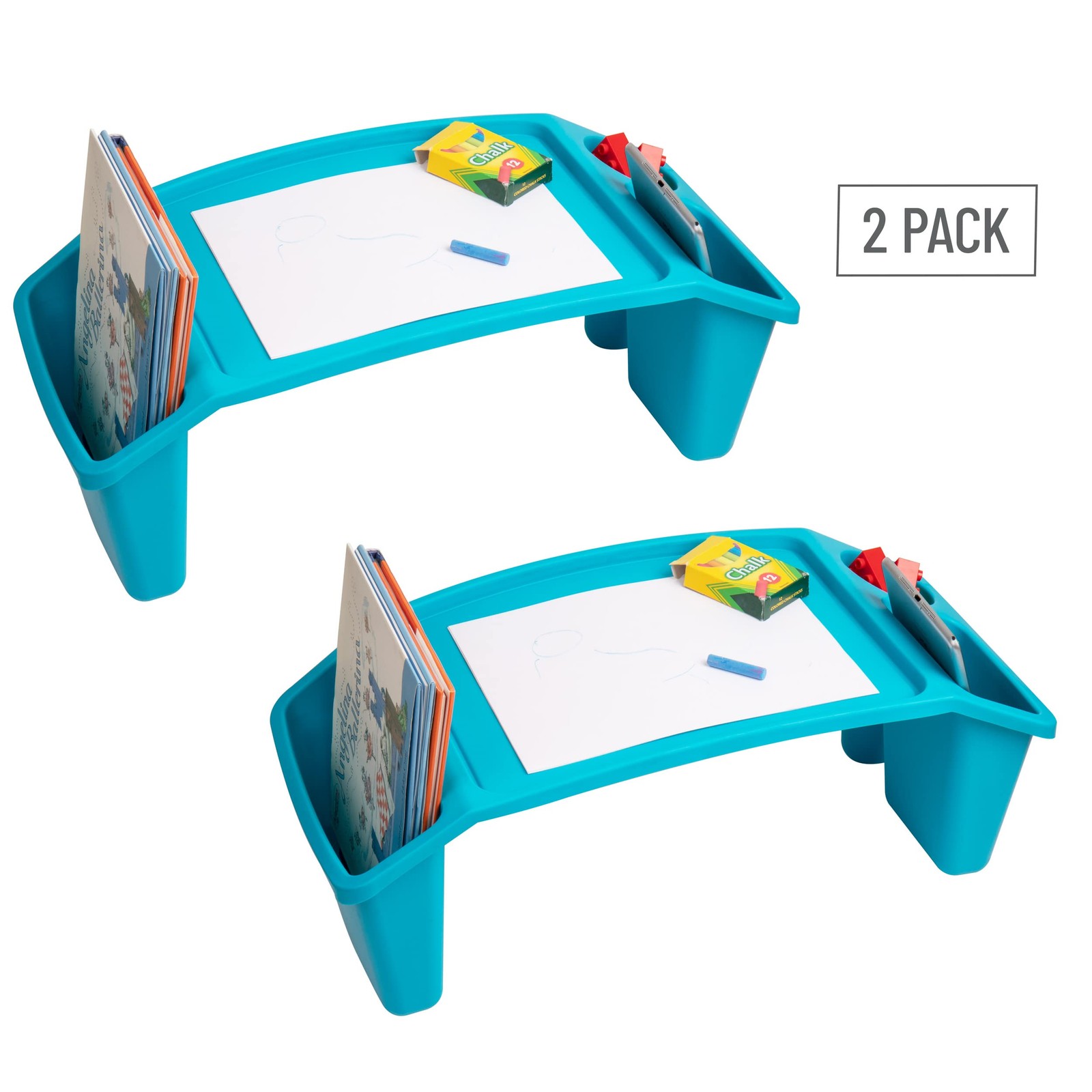 Mind Reader Kids Lap Desk Portable Activity Tray Side Storage Stackable Plastic