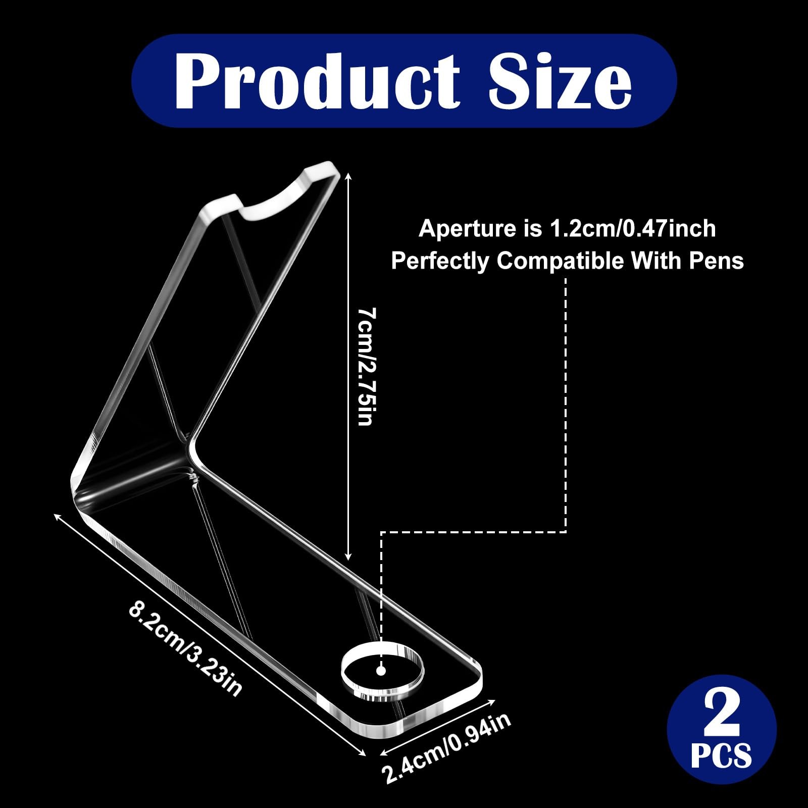 2 Pcs Acrylic Pen Display Stand, Clear Acrylic Single Pen Holder, Transparent…