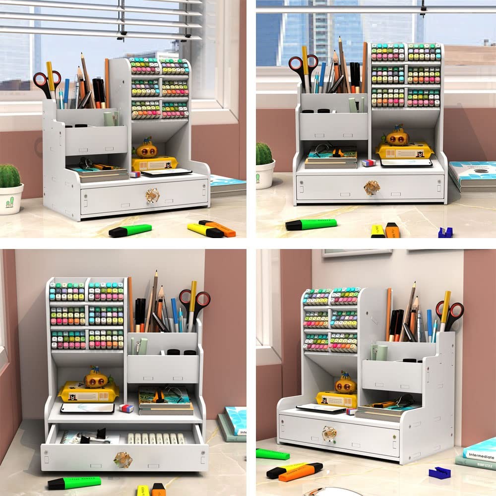 White Pen Organizer, Drawer, PB17, DIY Pencil Holder, Desk Tidy Caddy, Office
