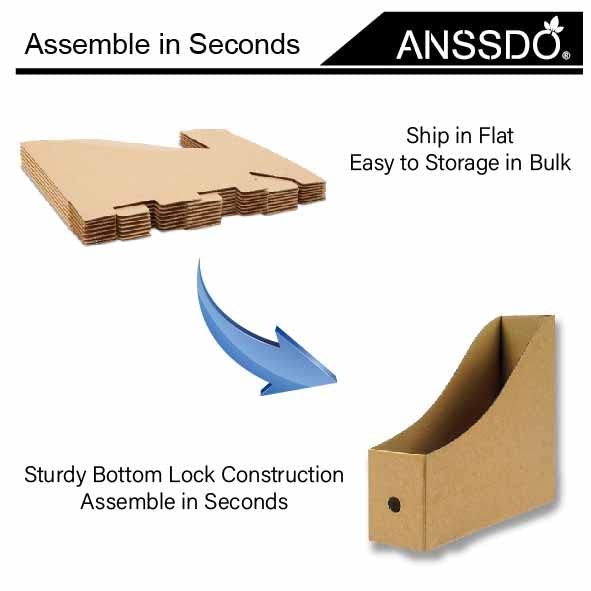 ANSSDO 12 Pack Brown Cardboard Magazine Holder Bulk Kraft File
