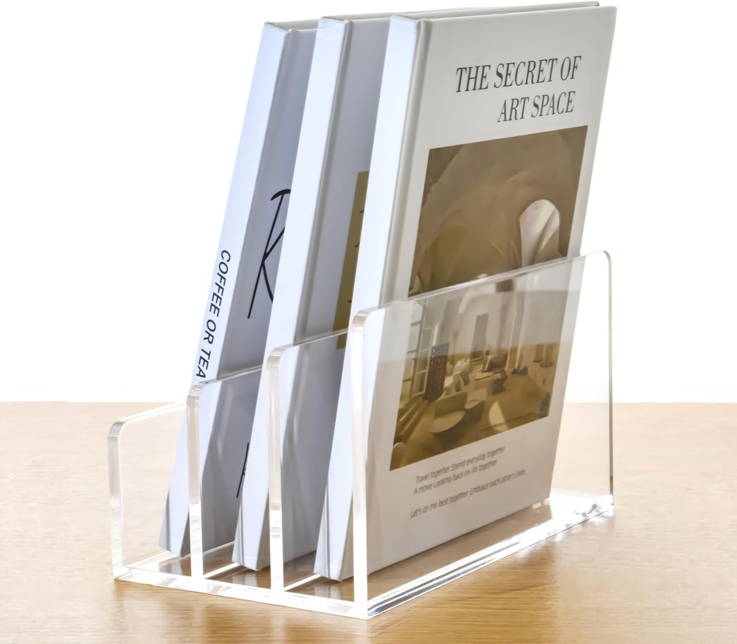 Space-Saving Acrylic Mail Organizer with 3 Vertical Compartments for Easy Access