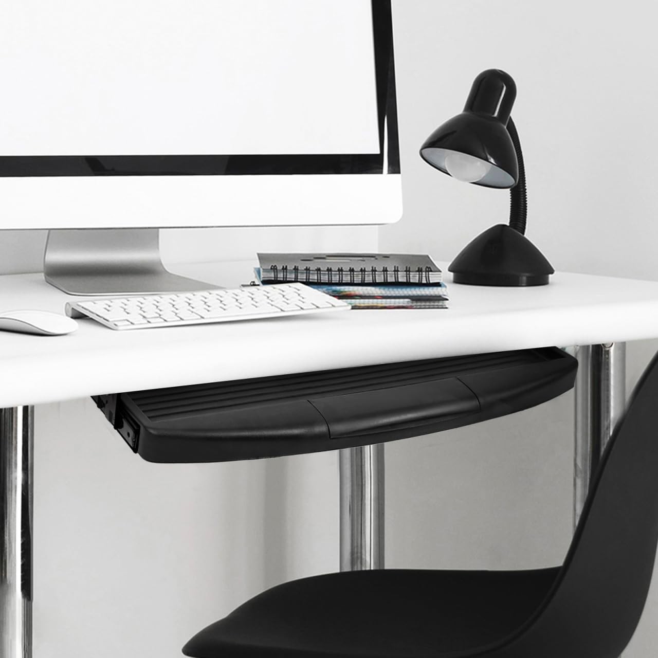 DIYEAH Under Desk Keyboard Tray Slide Out Drawer 53.00X25.50X4.00CM, Black