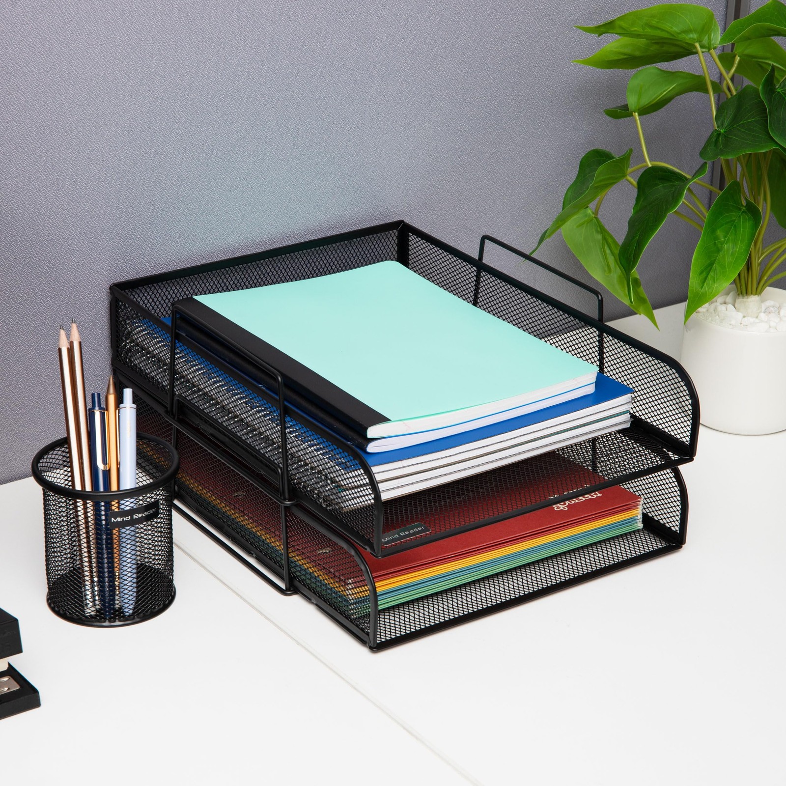 Mind Reader Stackable Paper Tray, 10.5″ x 13.5″ x 11.3″, Classic Black