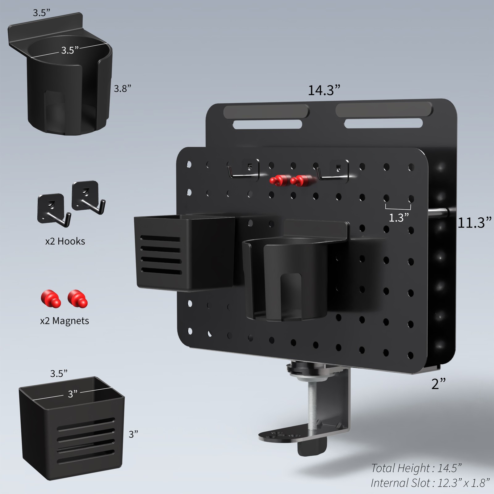 VIVO Steel Clamp-on Rotating Pegboard with Laptop Holder, Magnetic Organizer