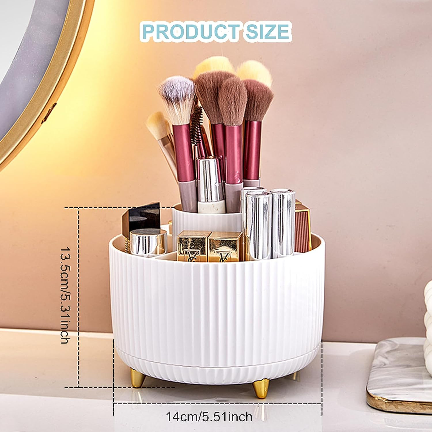 Pencil Holder for Desk,5 Slots 360°Degree Rotating Desk Organizers and Accessori