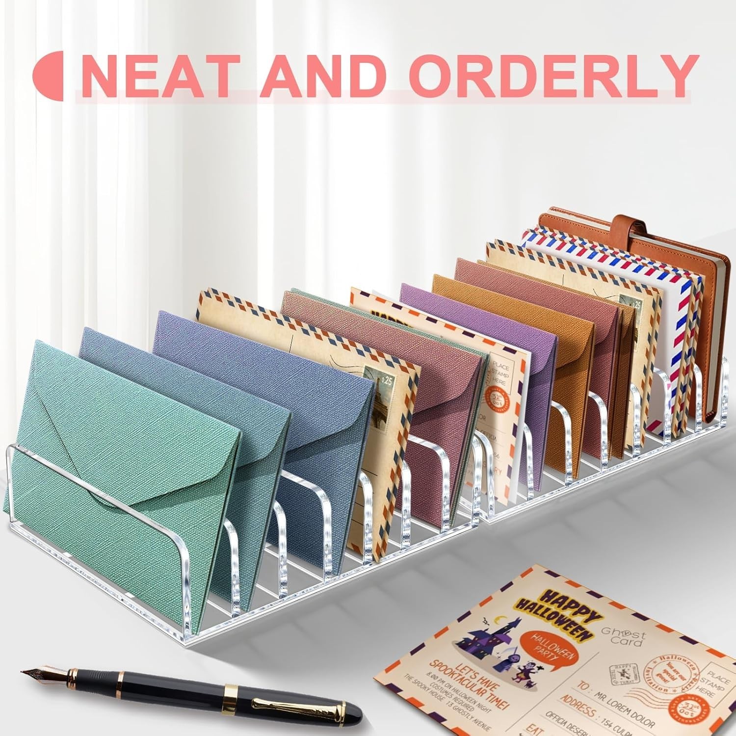 2 Packs Acrylic Mail Organizer 7 Slots Cash Tray for Desk – 7 Slots File Organiz