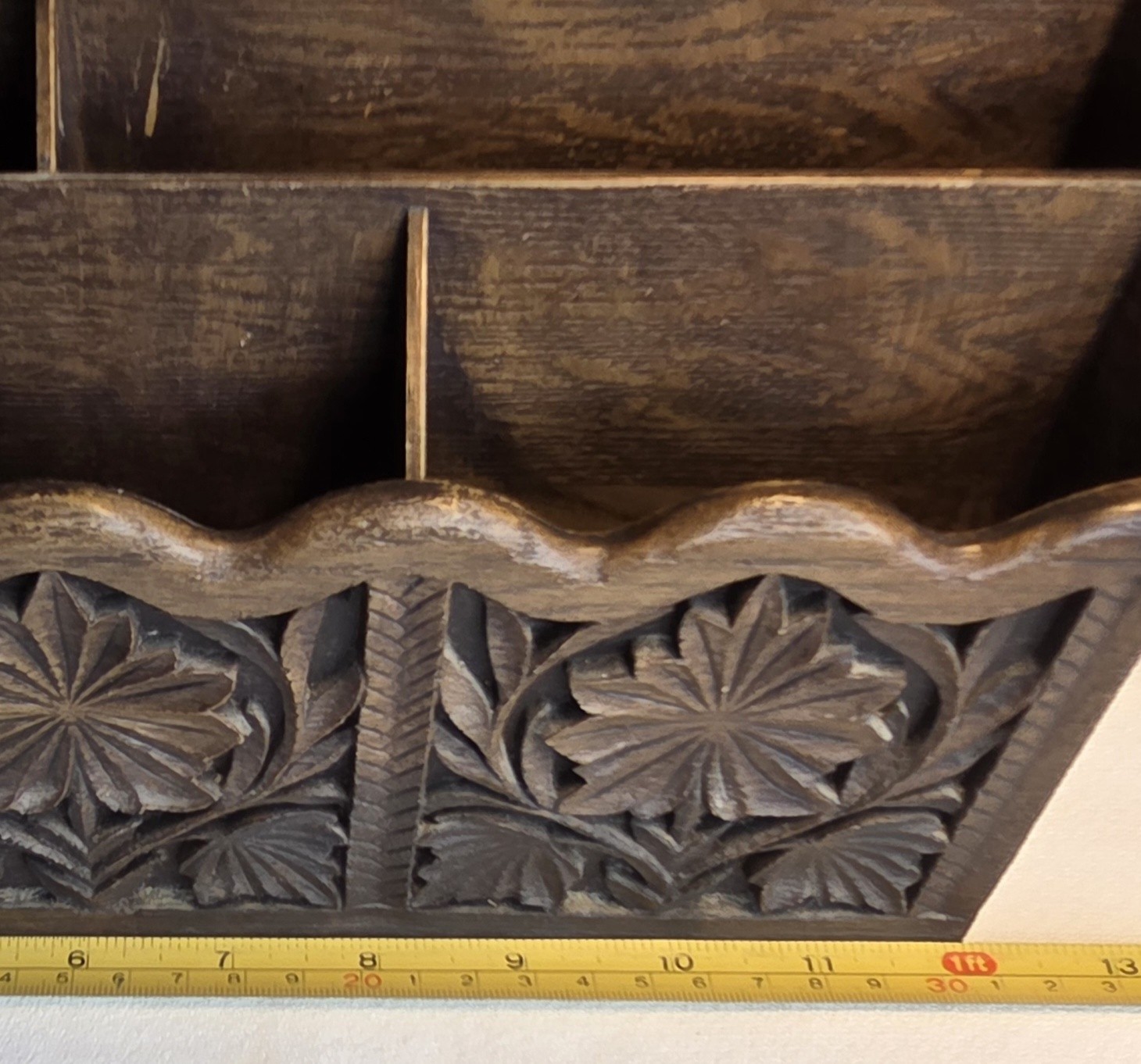 Lerner Desk Top Letter Mail File Holder Organizer Faux Wood ornate USA Vintage