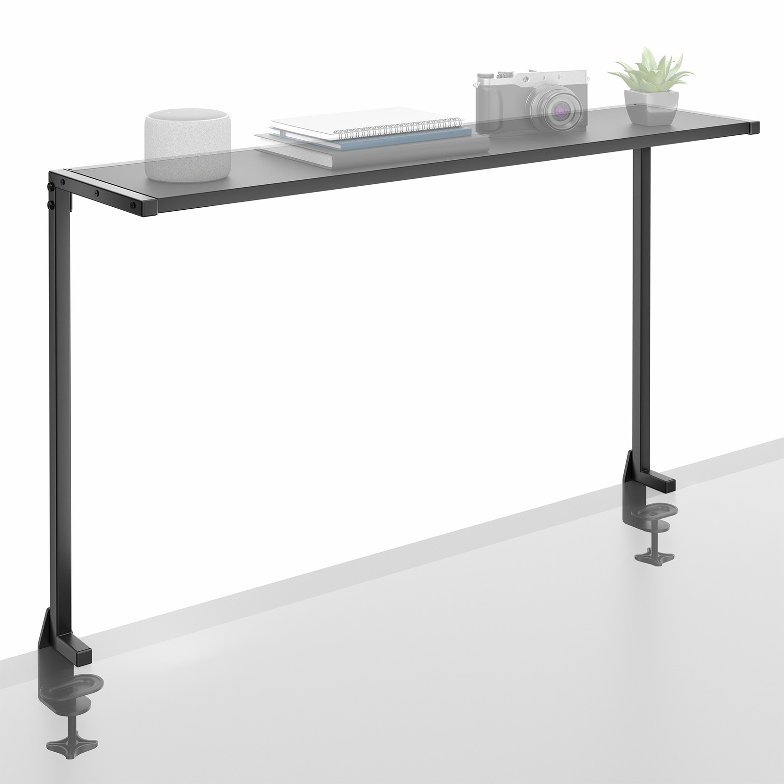 VIVO 38″ Black Clamp-on Overhead Desk Shelf Mount, Raised Desktop Organizer