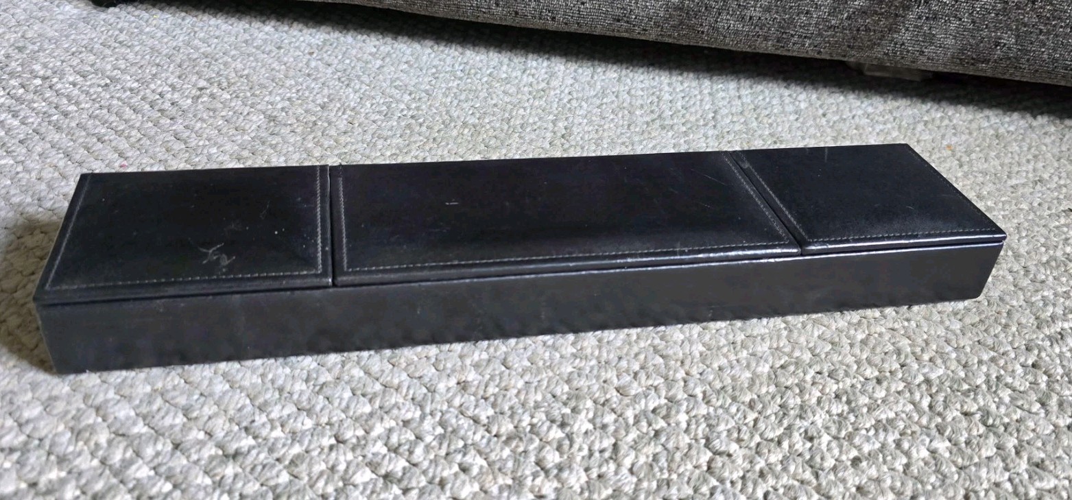 Bosca Black Old Leather 3 Compartment Desk Organizer