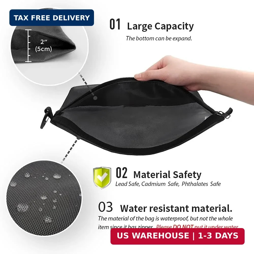 pack all Water-Resistant Material Zipper Pouch, Mesh Zipper Bags for Storage, Tr