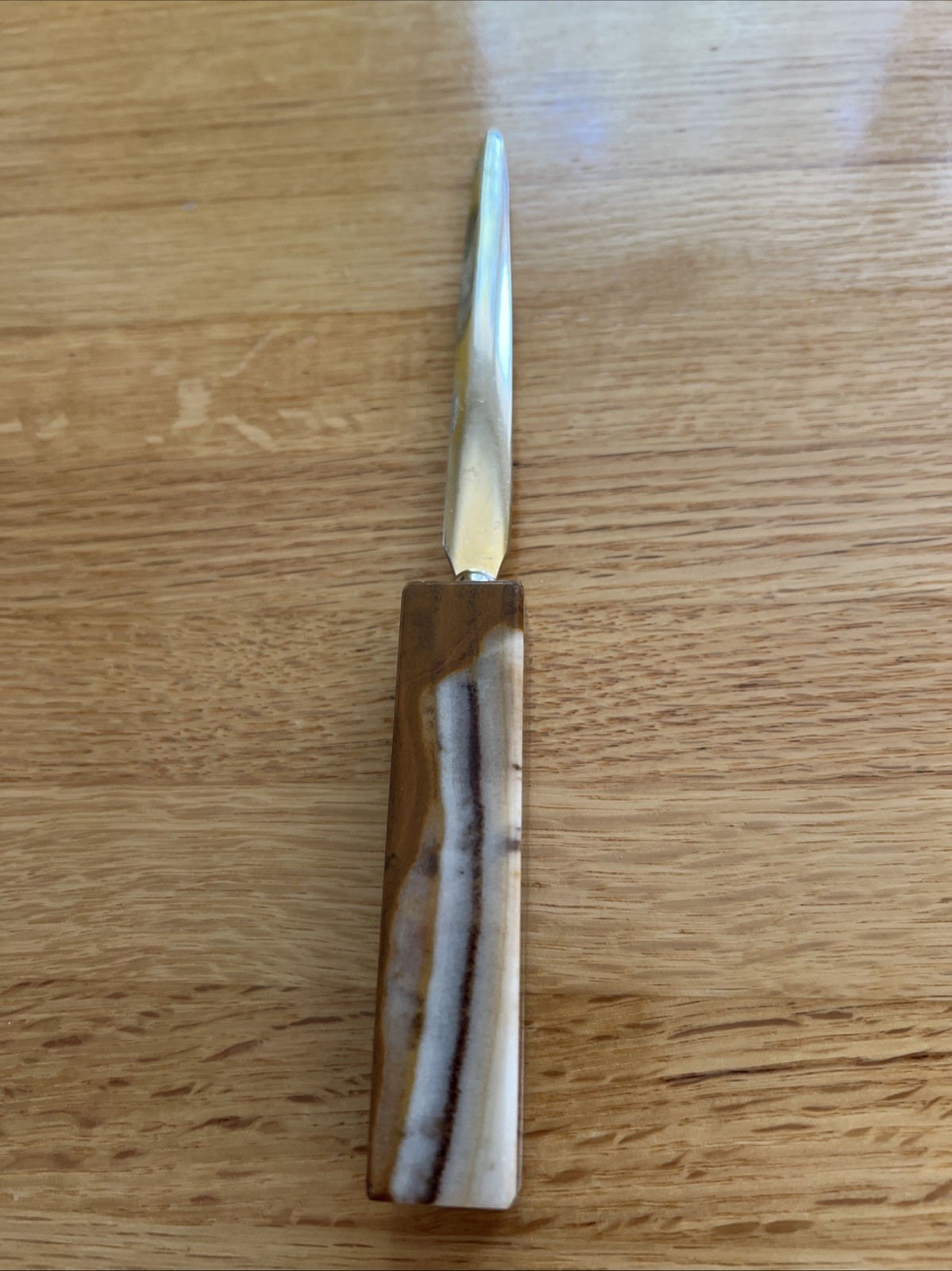 Marble And Brass Finish Letter Opener Desk Accessory