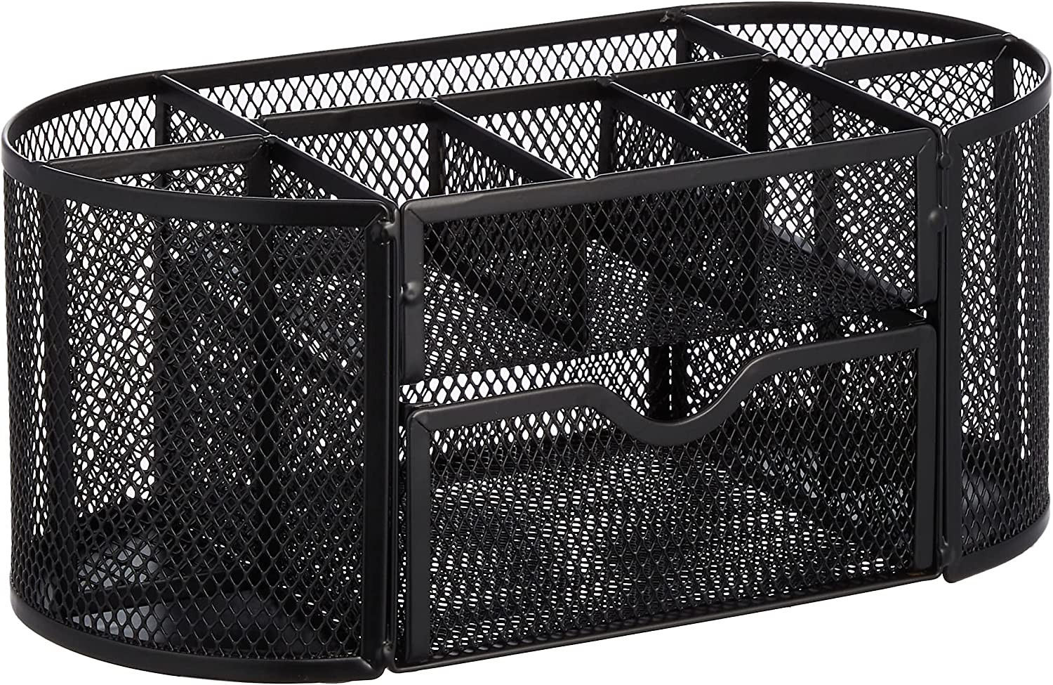 Mesh Desk Organizer with Drawer Pen Holder Office Supply Storage Caddy Black