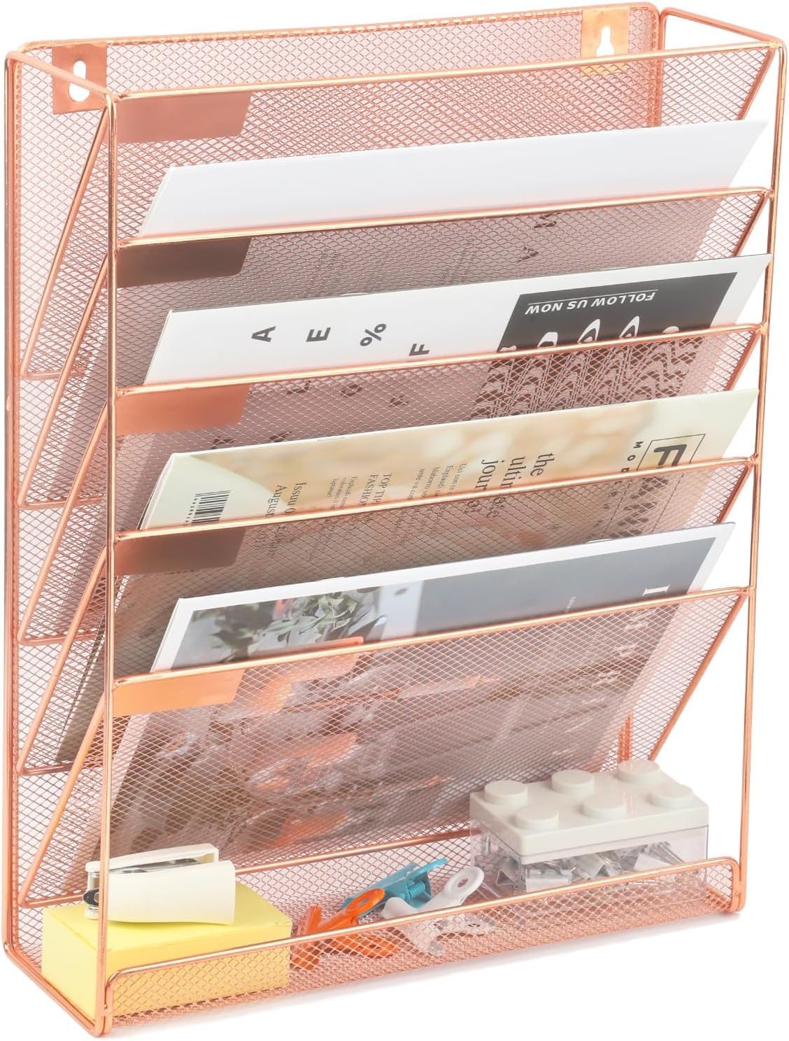 Desk File Organizer Mesh 6-Tier Hanging Wall Mount Document Organization Stand