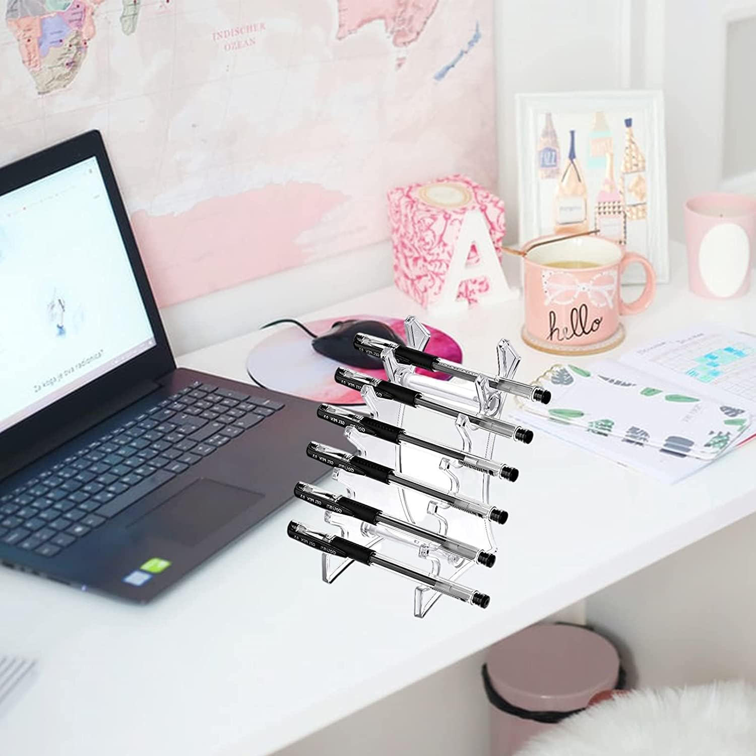 Plastic Pen Holder, Set of 4 Holder Display Stand 6-Slots Eyebrow Makeup Brush R