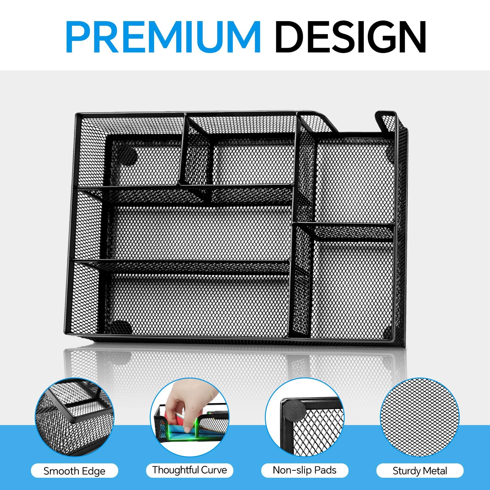 Desk Drawer Organizer, Office Divider Organizer Tray with Large, Black