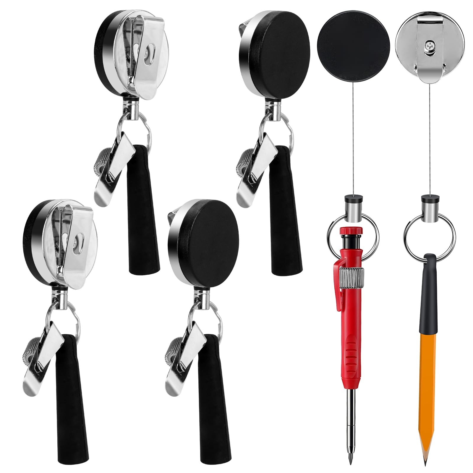 4 Pack 35″ Steel Wire Heavy Duty Retractable Pull Pen Pencil Holder, Flexible…
