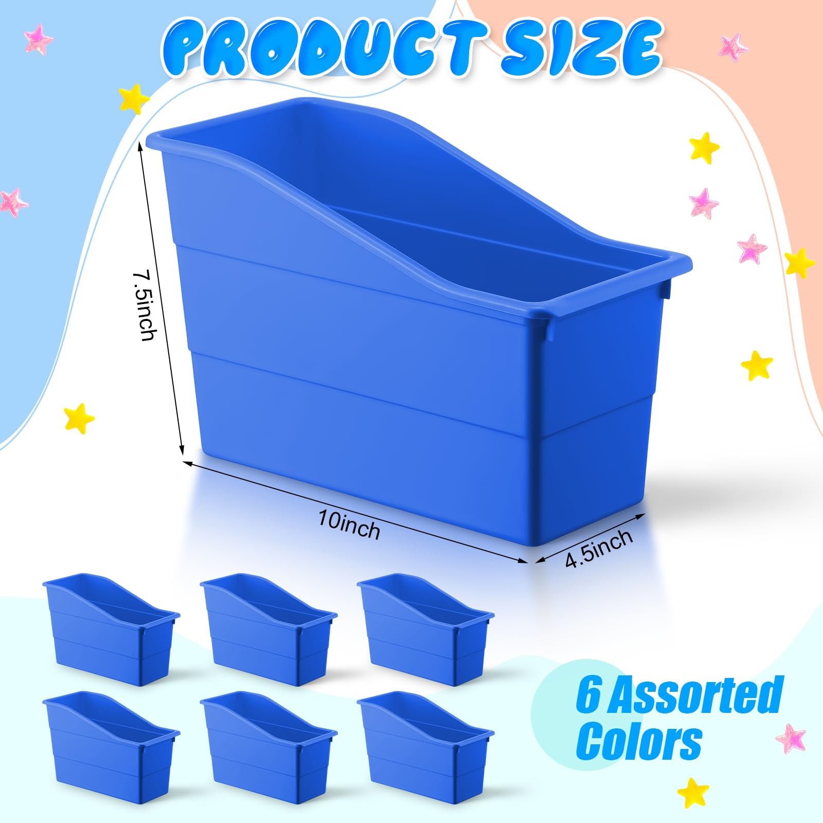6 Packs Book Bins for Classroom Plastic Book Binder Holders Vertical Organize…