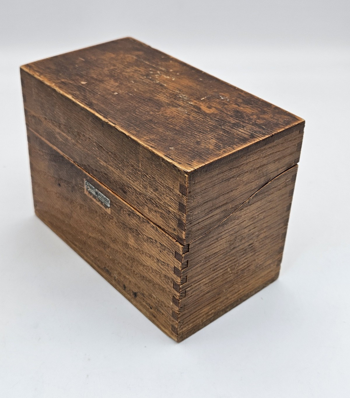 Vintage Globe Wernicke Oak Wood File Recipe/Desk Box No 83-C Dovetailed Corners