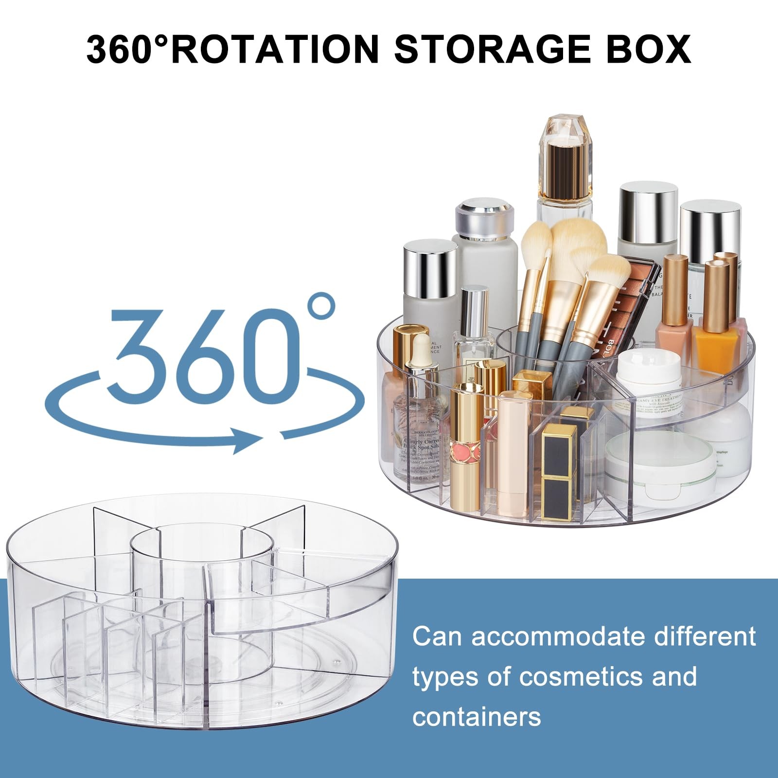 360° Rotating Makeup Organizer, 10″ Clear Turntable Lazy Susan 10″,