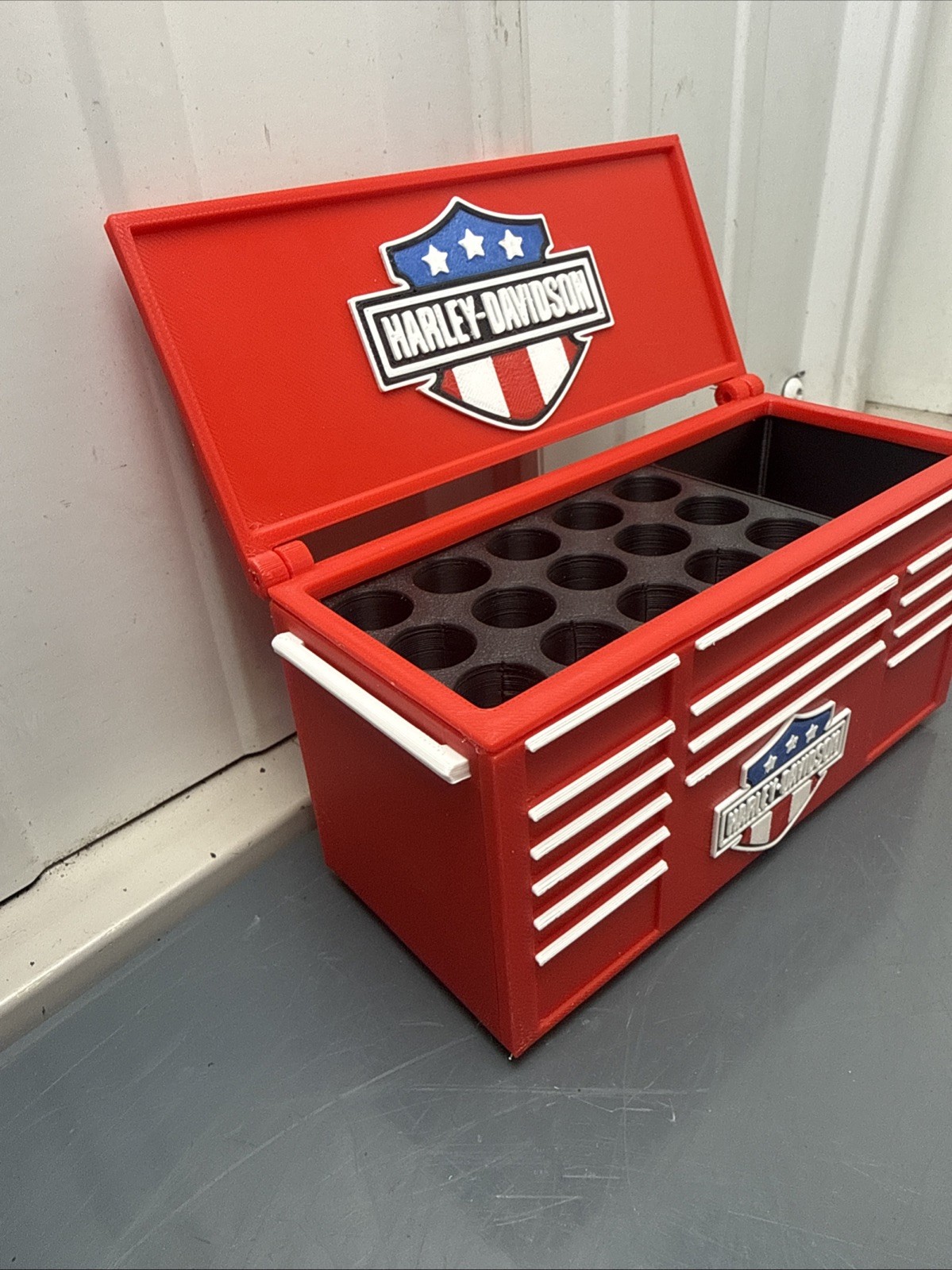 Harley Davidson Tool Box Pen Holder Garage Desk Organizer Man Cave Decor Gift