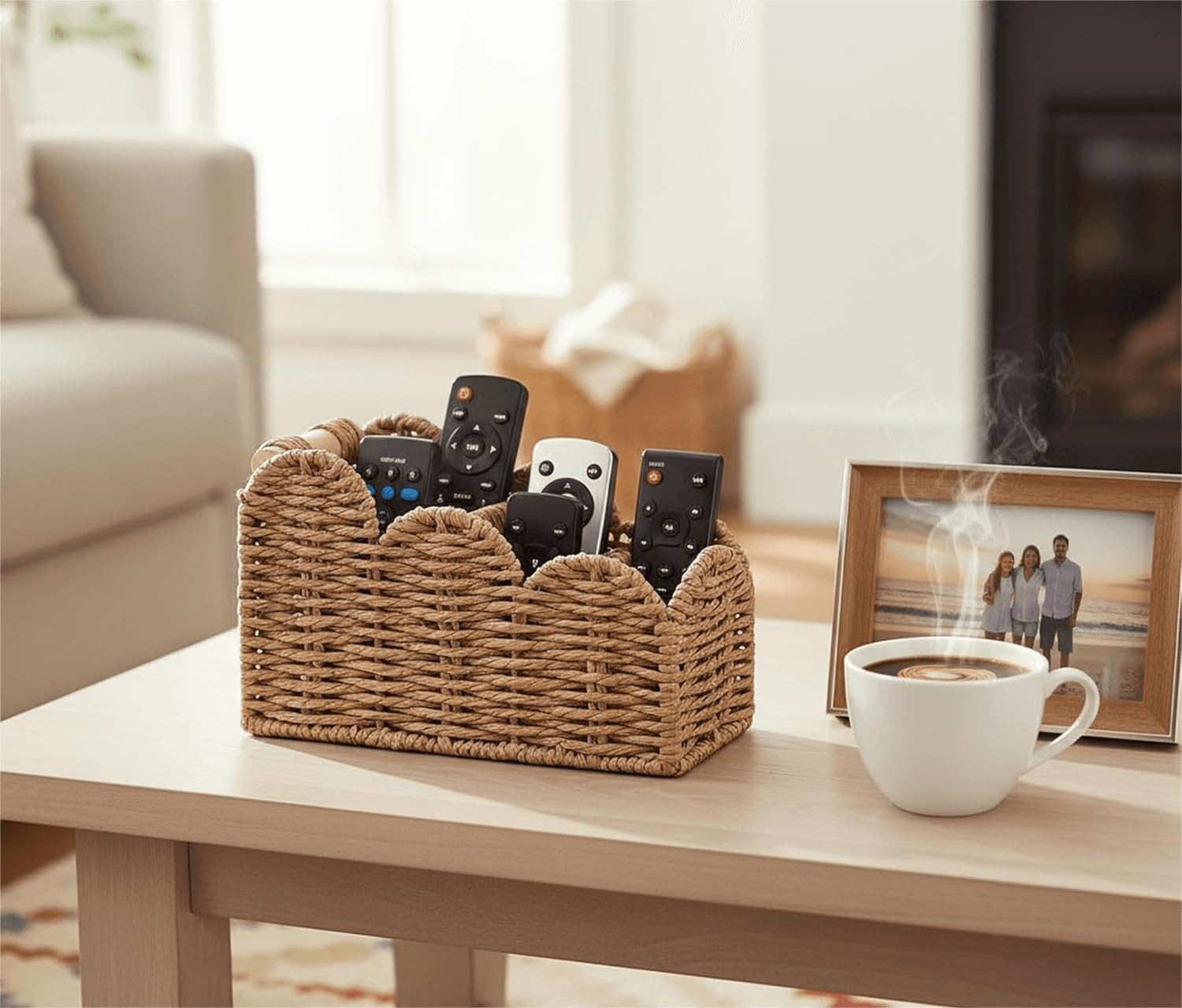 Bedside Table Desk Organizer Caddy, Remote Pen&Pencil Holder Cup, Makeup Brus…