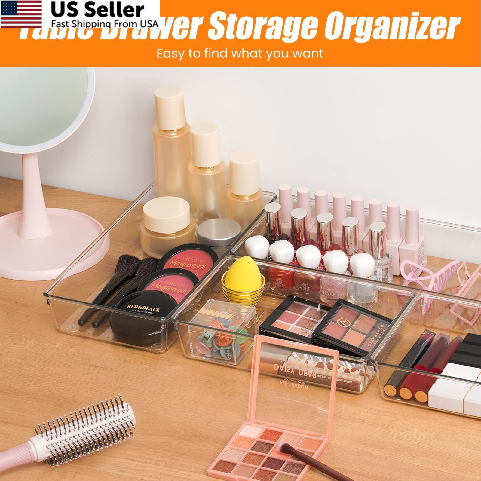 Criusia 6 Pcs Large Size Clear Drawer 6 PACK, Plastic Organizer