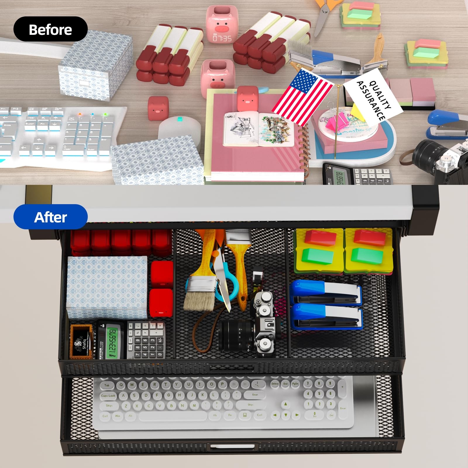 Under Desk Drawer Organizer No Drill Metal Under Desk Storage Drawer Containe…