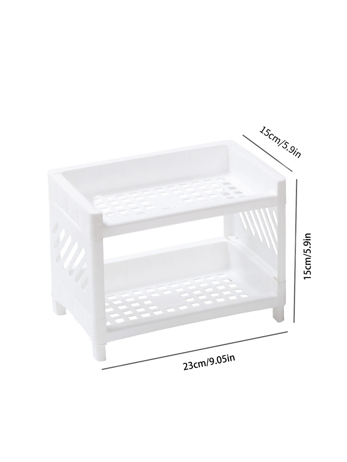 1PC PP Desktop Double Layer Storage Rack Rectangular White Organizing Student De