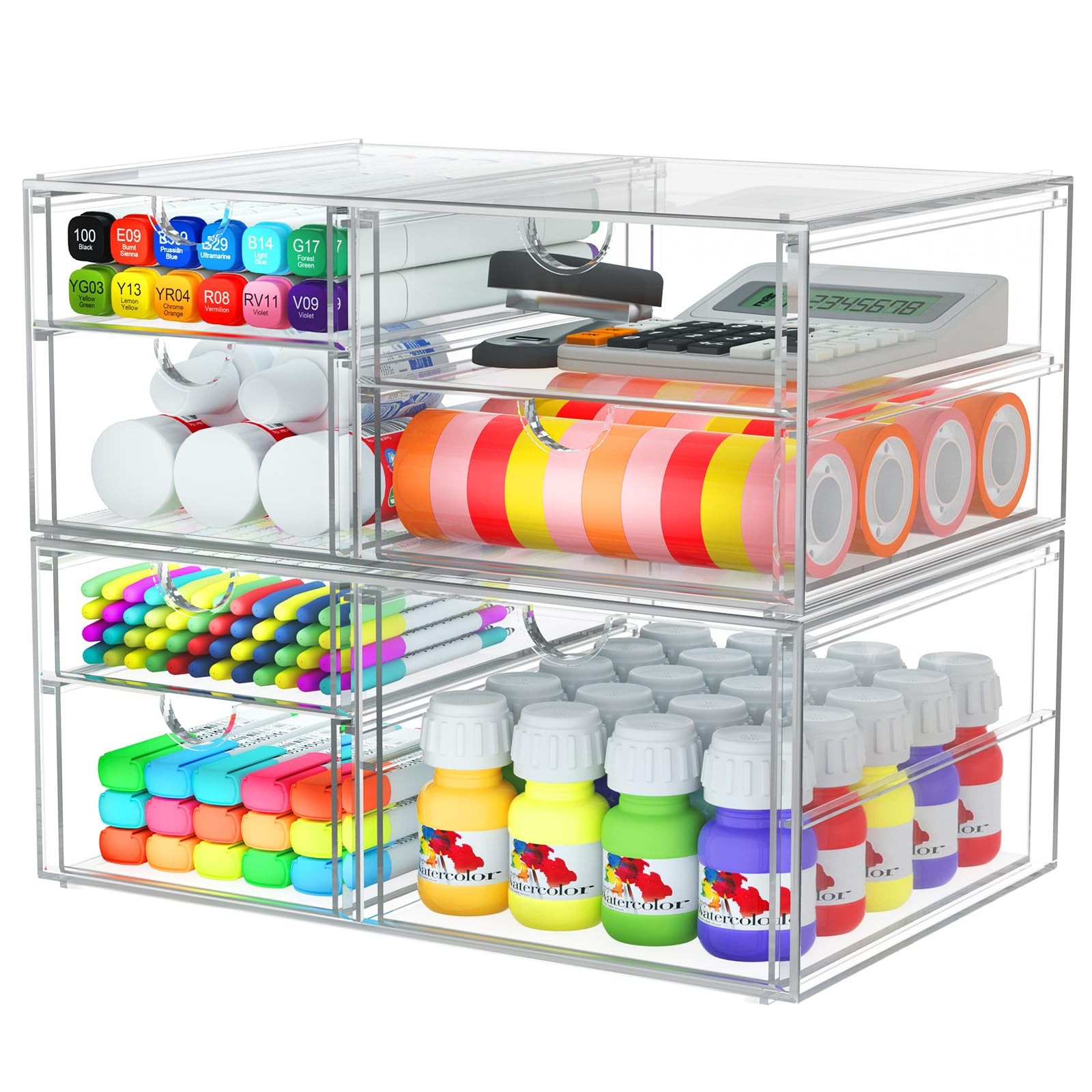 2 Pack Desk Organizers, Makeup Organizer Storage with 7 Drawers, Desktop Offi…