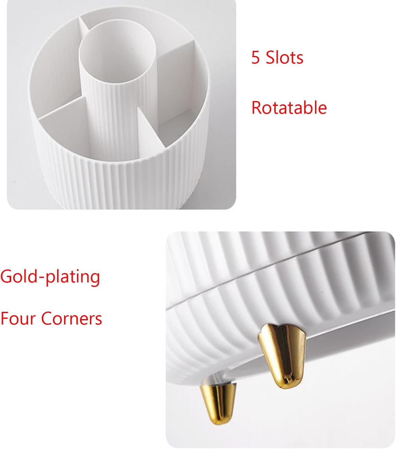 Desk Pencil Pen Holder, 5 Slots 360°Degree Rotating Pencil Pen Organizers for De