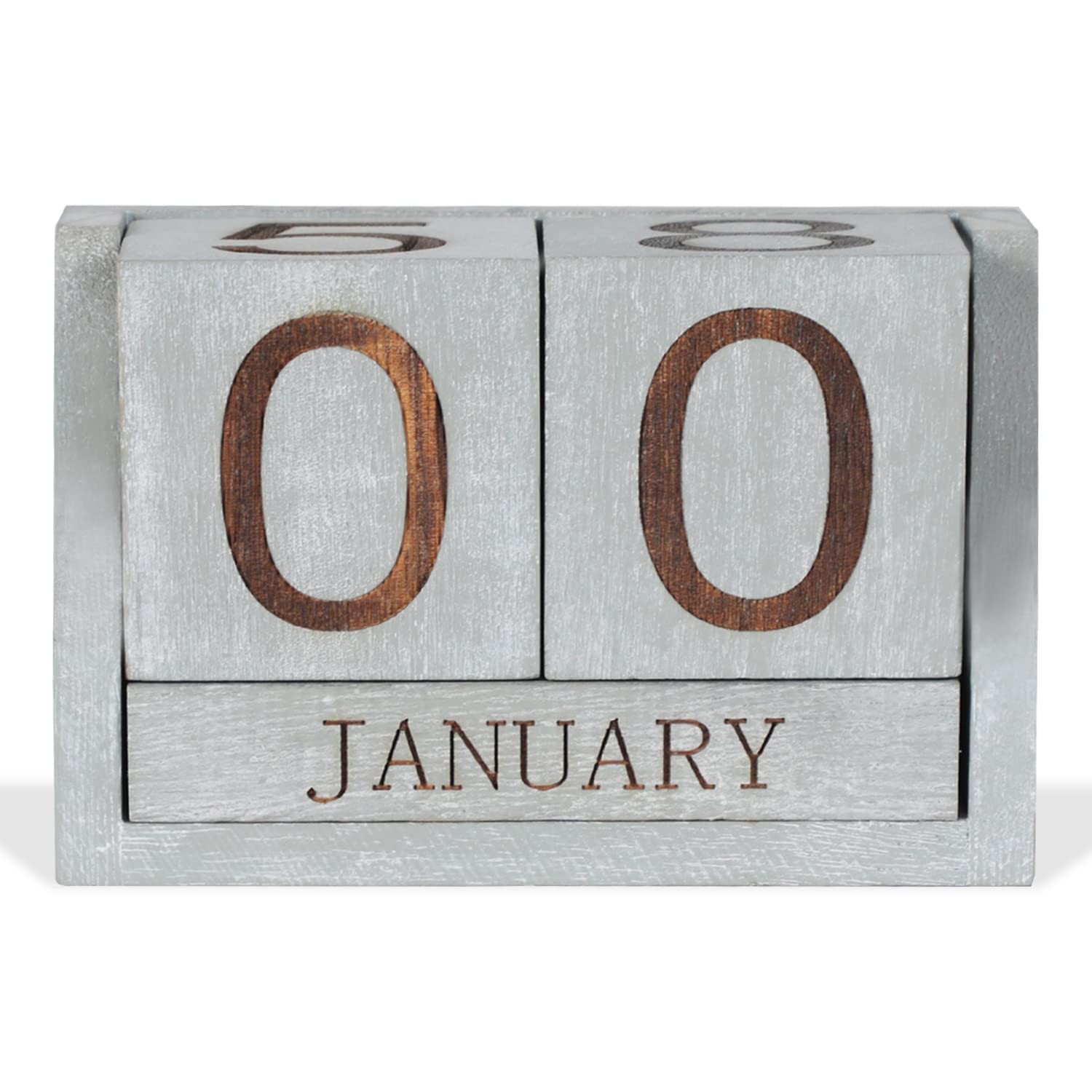 Wooden Desk Calendar,Desk Calendar Blocks for Rustic Vintage Grey