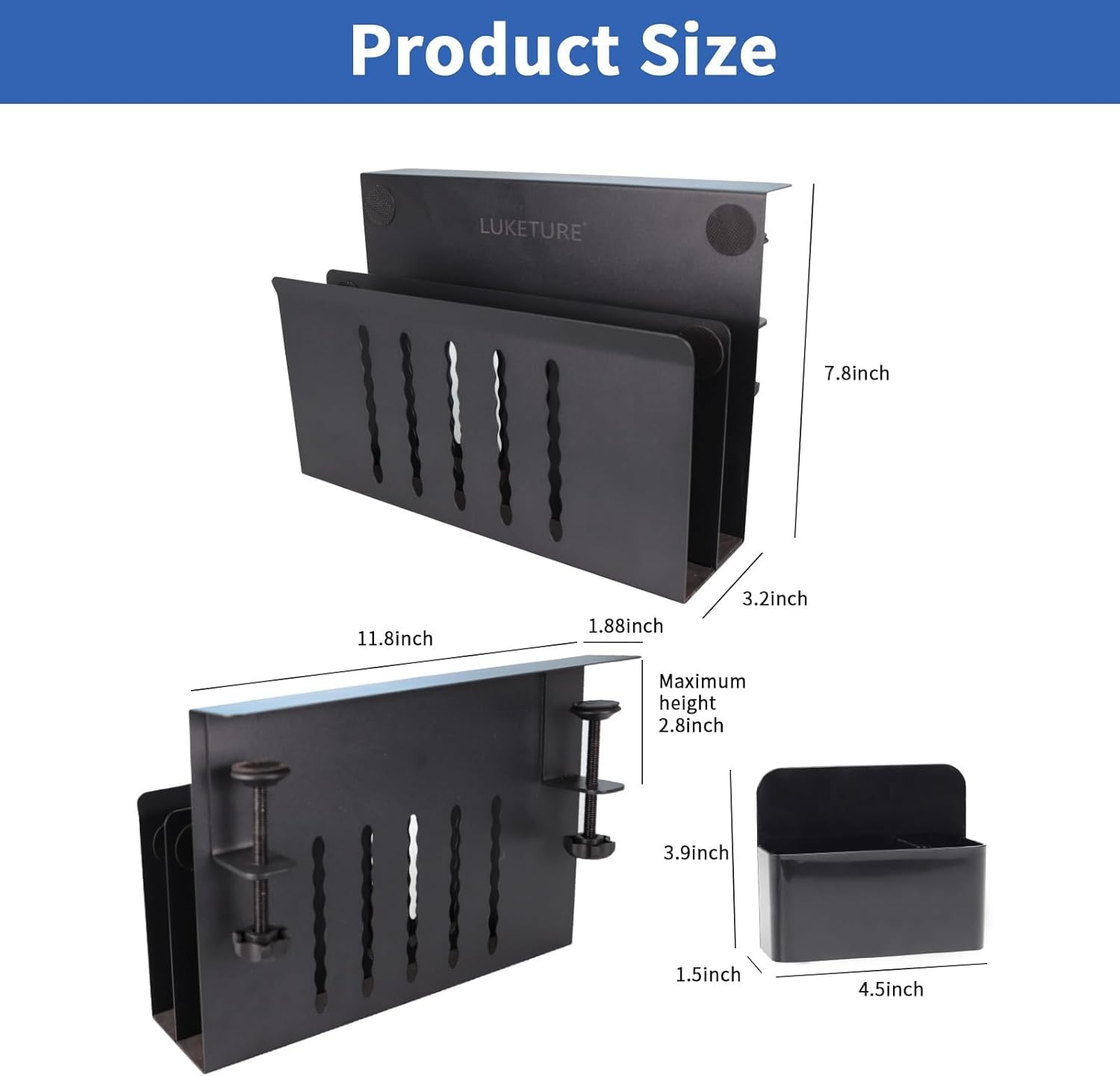 Desk Side Storage 2 Tier Steel Hanging Organizer No Drill Side Desk Organizer