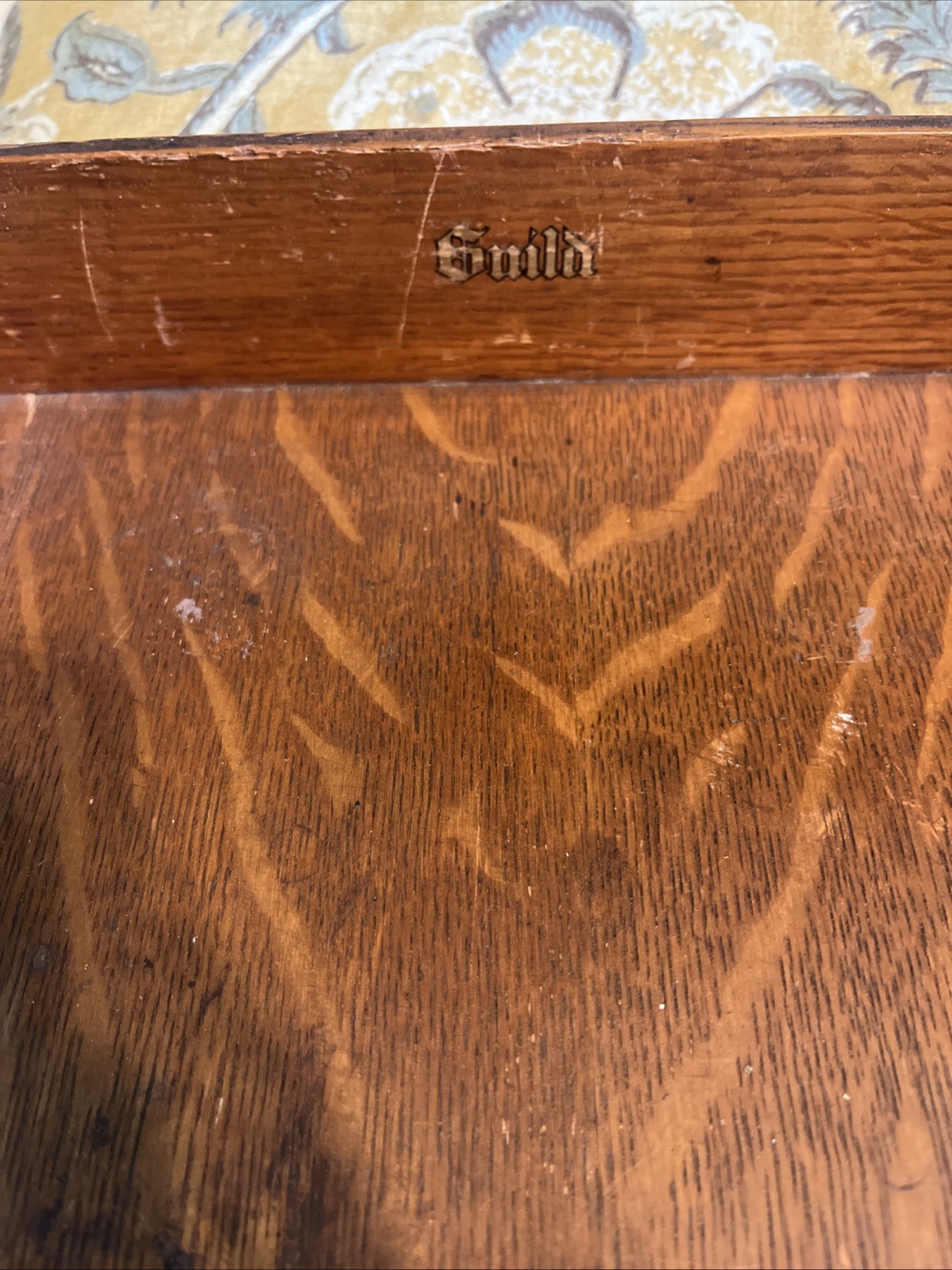 Vintage Oak Wood Letter Tray MCM Dovetail Joint Scalloped Desk 1960s Guild
