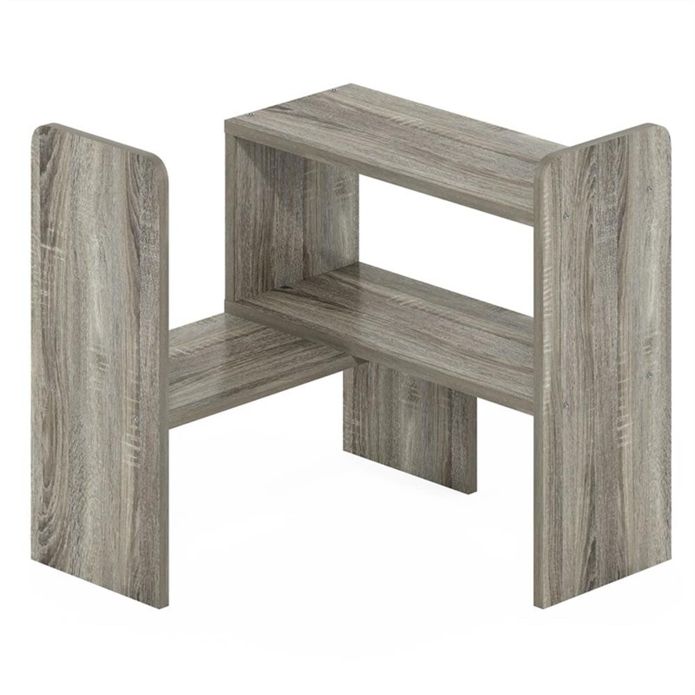 Pemberly Row Classic Desk Top Organizer Bookshelf in French Oak