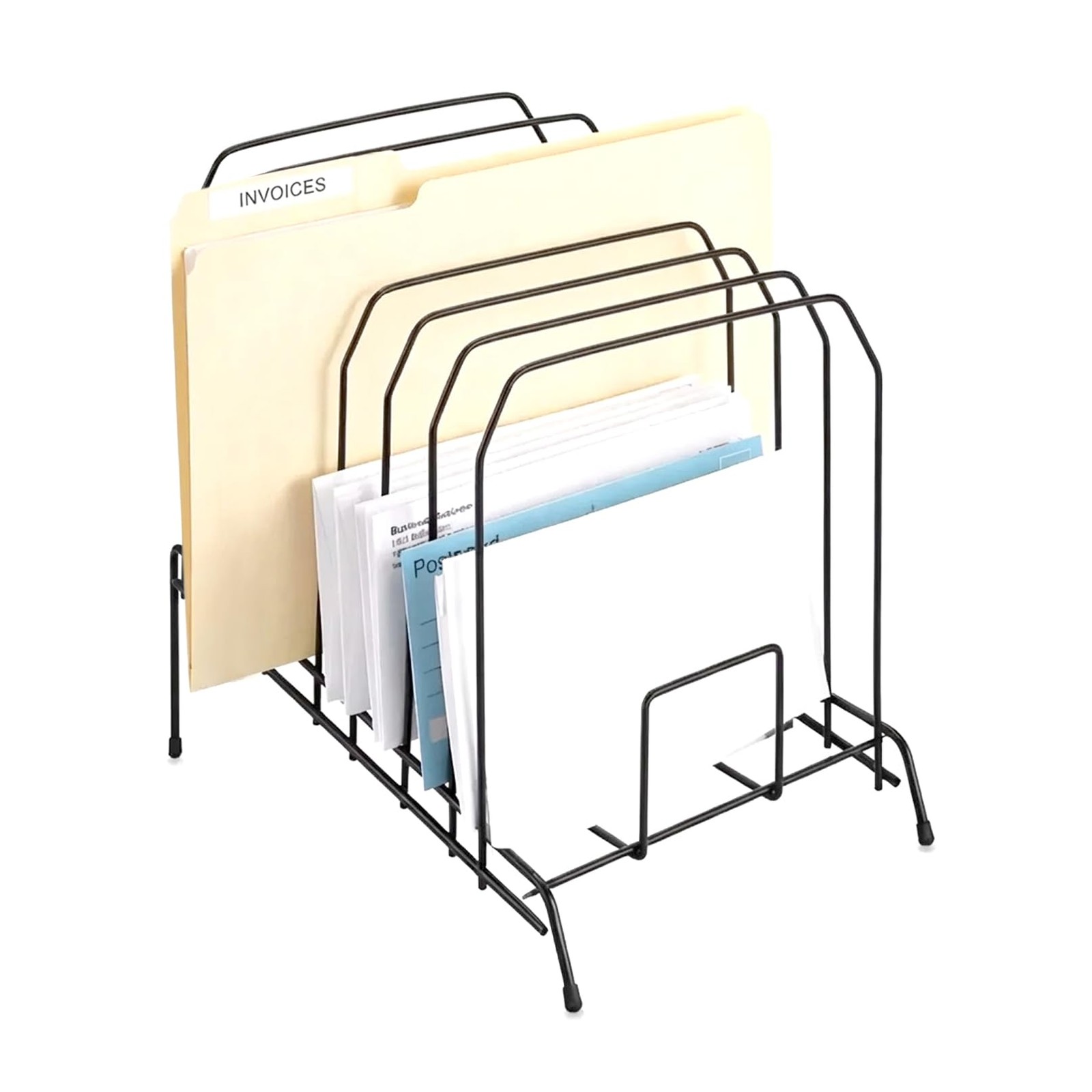 STAPLES Metal Incline Desktop File Organizer, 8‑Compartment, Black –