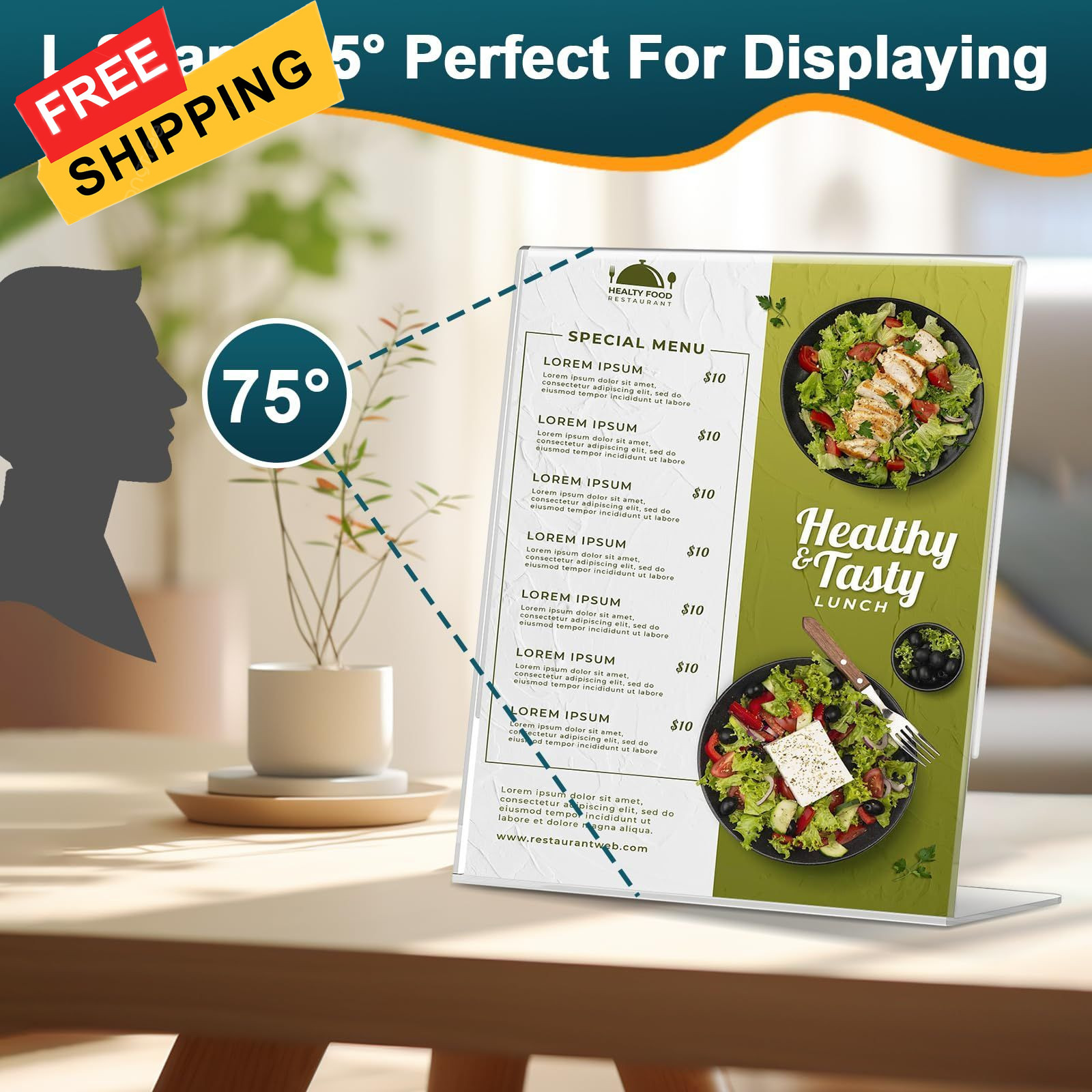 12 Pack Acrylic Sign Holder 12 Pack-L Shape-8.5X11, 12 Shape-8.5X11