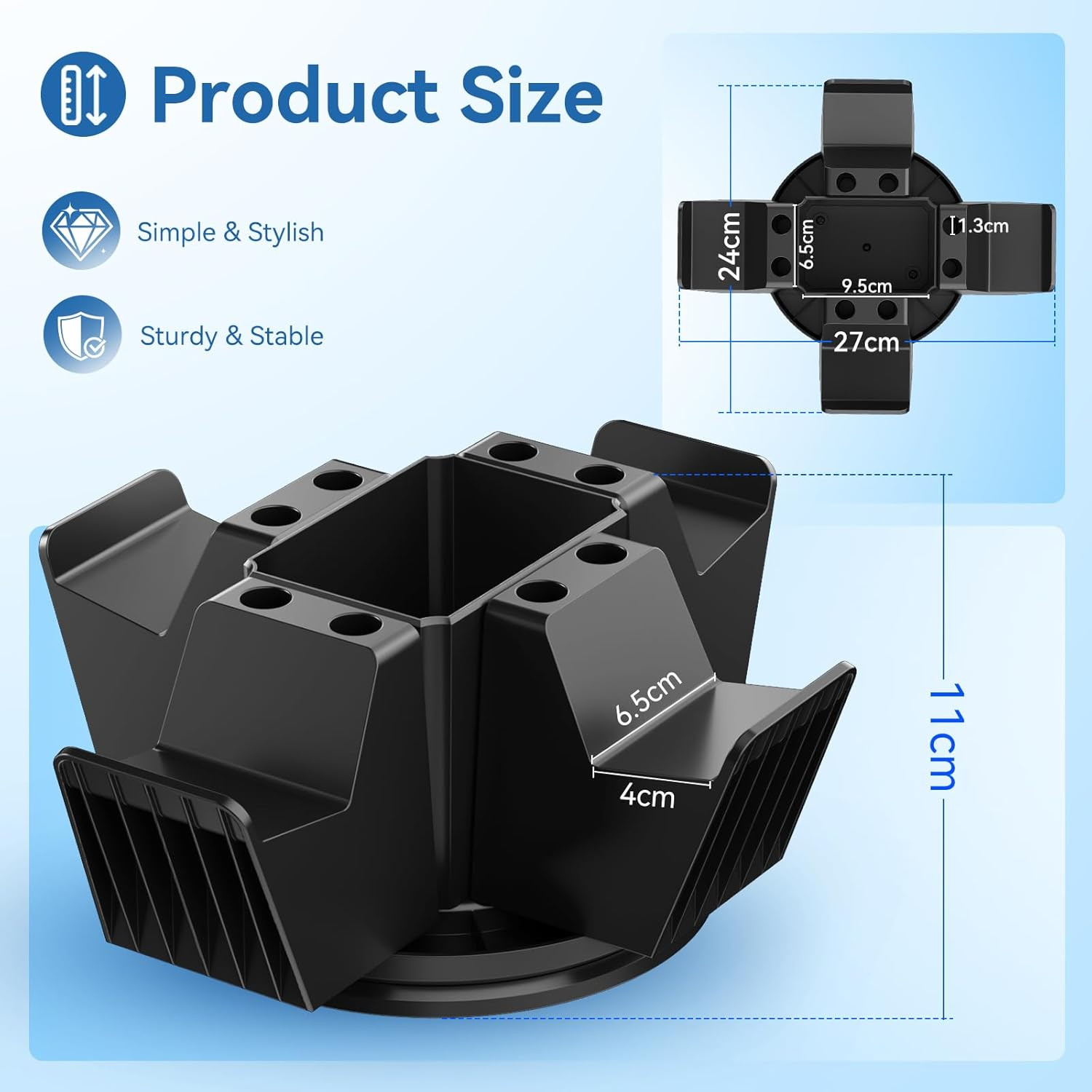 Controller Organizer for Desktop – 360°Rotatable Controller Holder with Storage