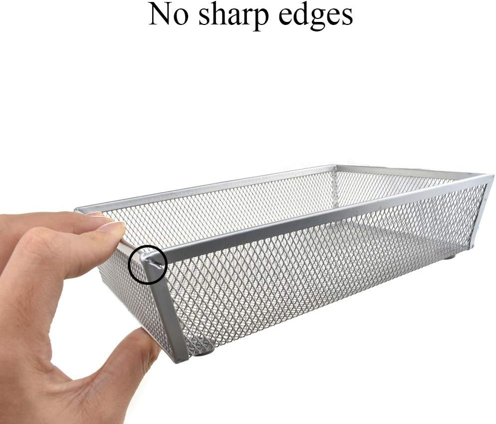Stackable Mesh Tray Cup 9 x 6 x 2 inches Sturdy Container for Desk Drawer Org…