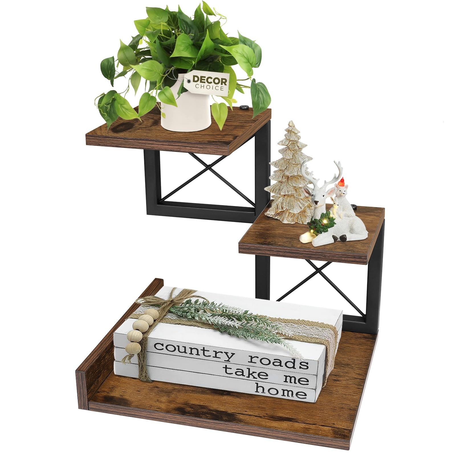 ELITEROO Desk 9.25 inches x 11.8 x 11.4 inches, Rustic Brown Black