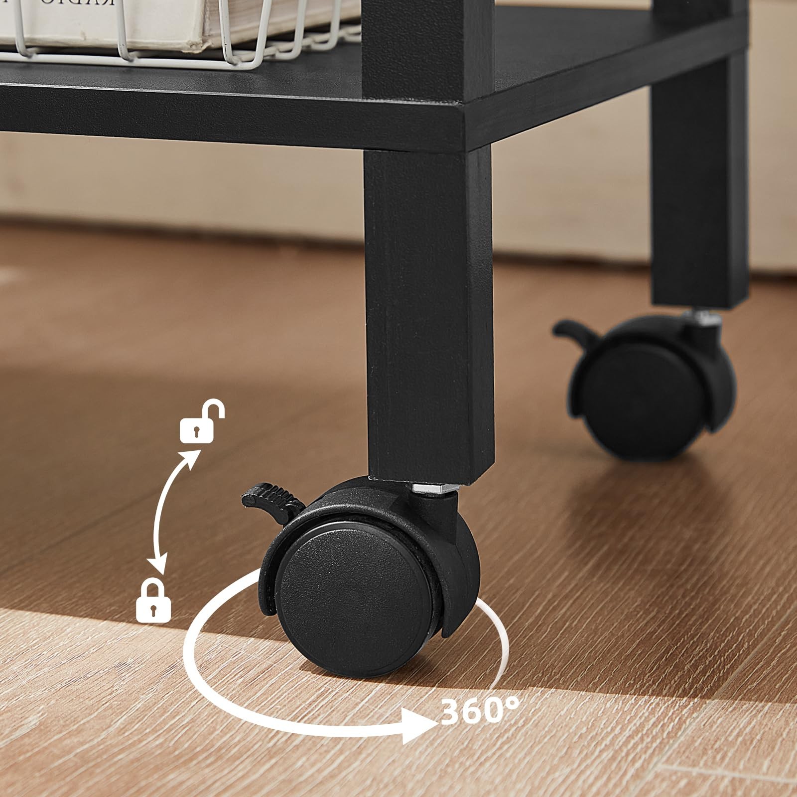 YUFAM 2 Tier Printer Stand with Storage,Under Desk Shelf 2-Tier, Black