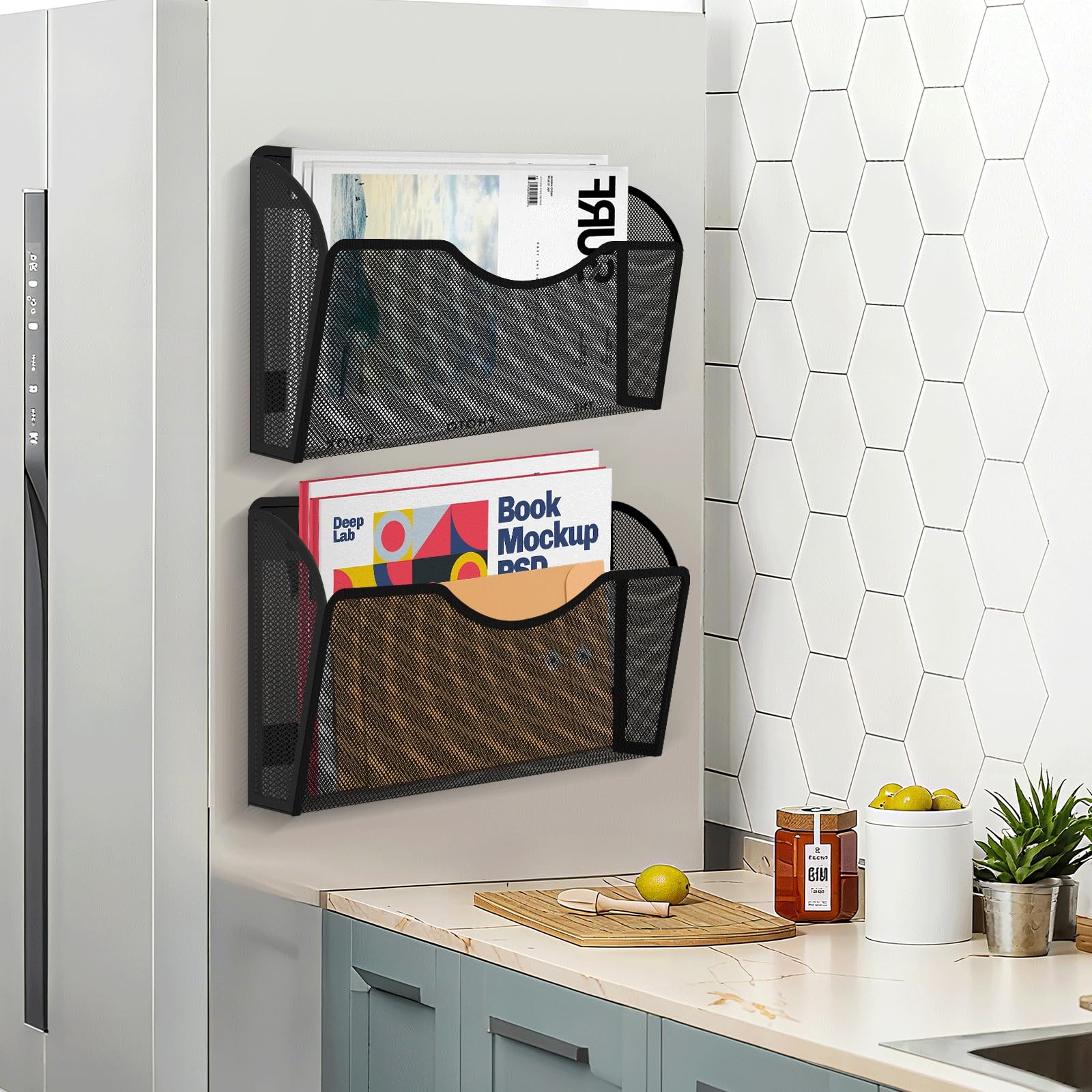 KZWKRG Magnetic File Holder 3PCS Wall Folder Organizer, No Black