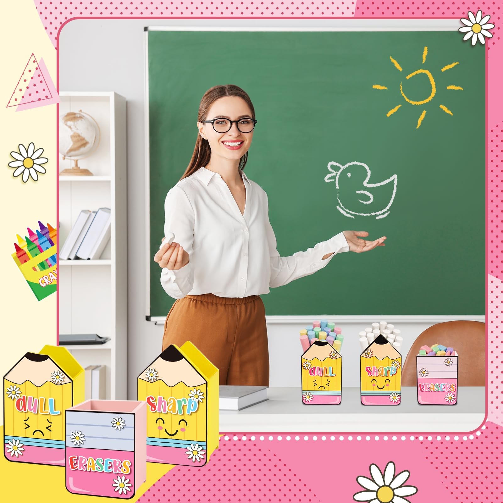 3 Pcs Sharp and Dull Pencil Holder for Classroom Teacher Appreciation Gifts E…