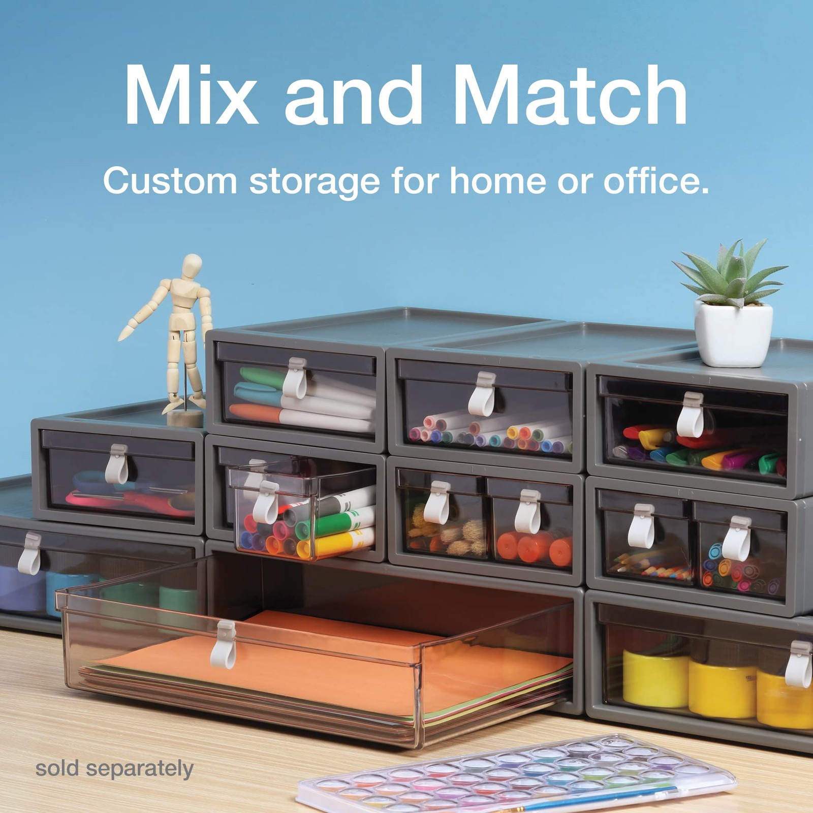 Pendaflex Stackable Drawer, Durable Plastic, Silicon Large, Single, Gray
