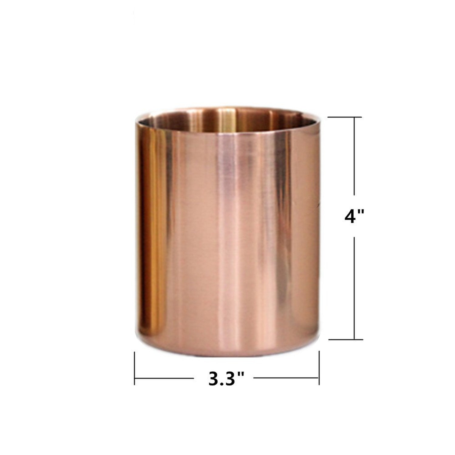 Rose Gold Pen Holder Glossy Stainless Steel Pencil Cup for Desk Organizers Mu…