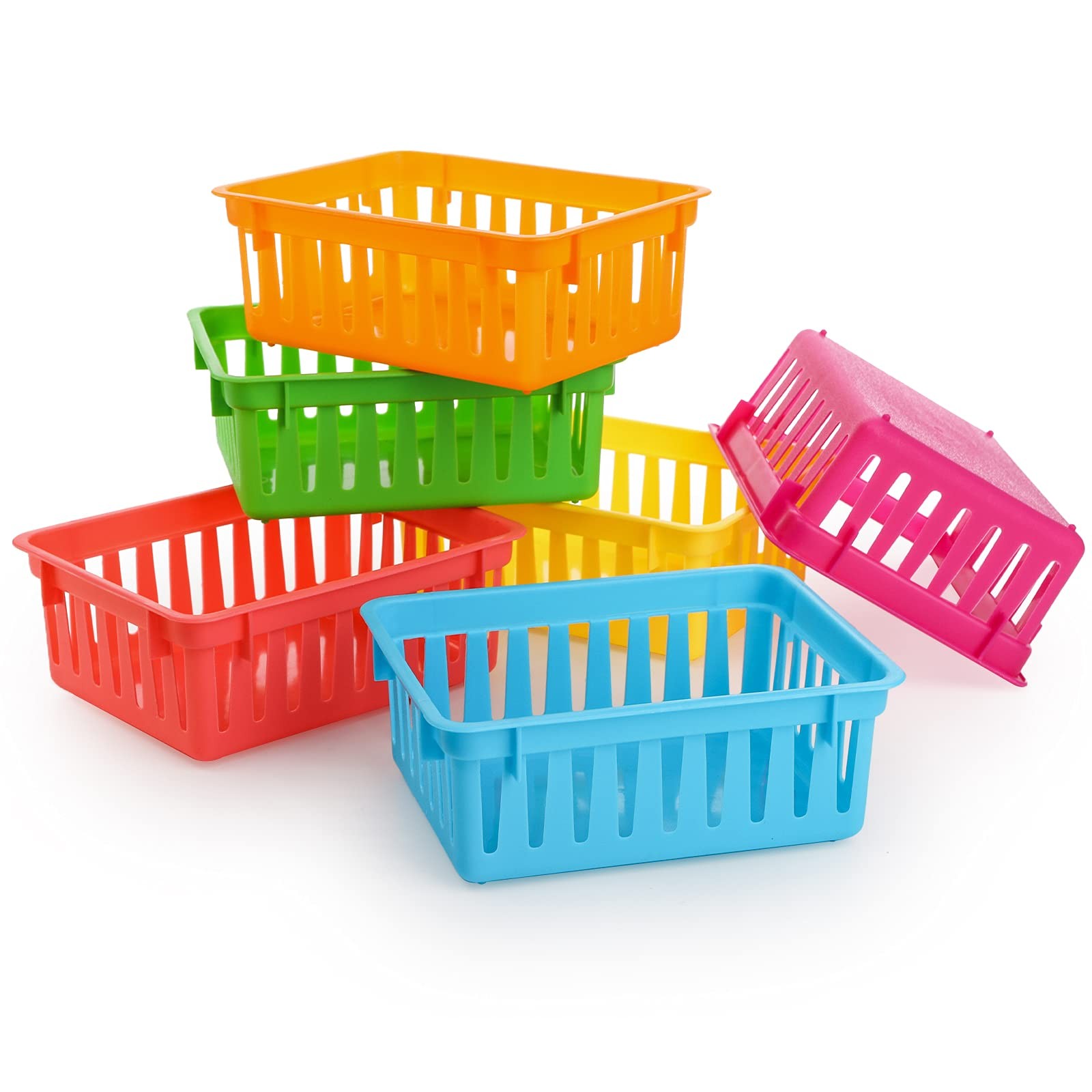24 Pack Classroom Storage Baskets, Small Plastic Baskets for Organizing, Colo…