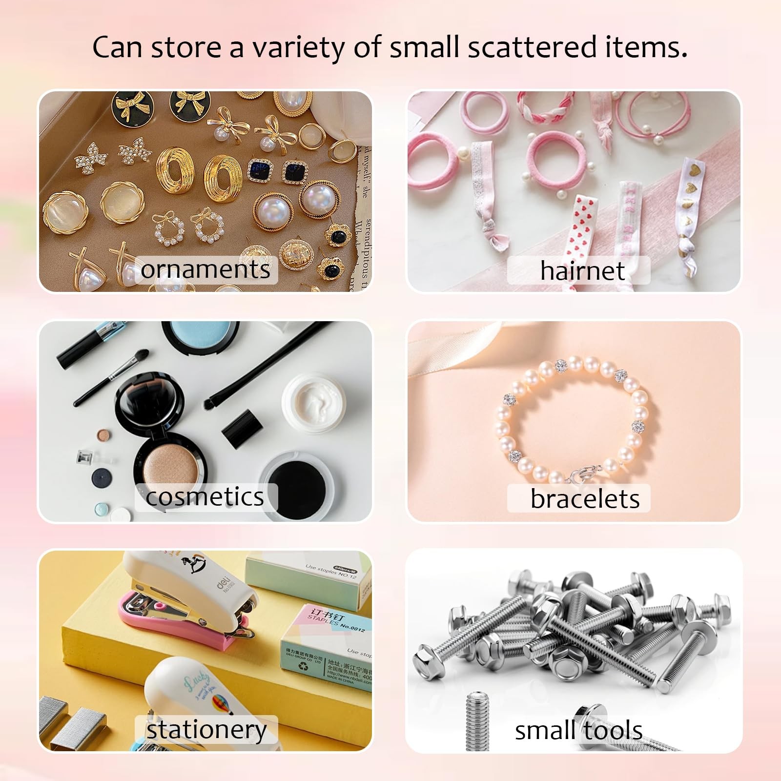 Mini Desk Drawer Organizer with 6 Clear Drawers – 7″ x 3.9″ x 4.7″, White
